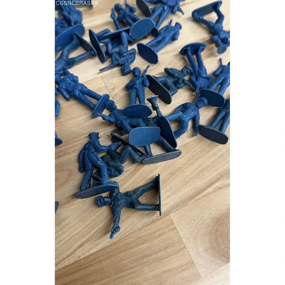 Vintage Blue Plastic Toy Soldiers Lot 46 Marx MPC Style Civil War Army Men